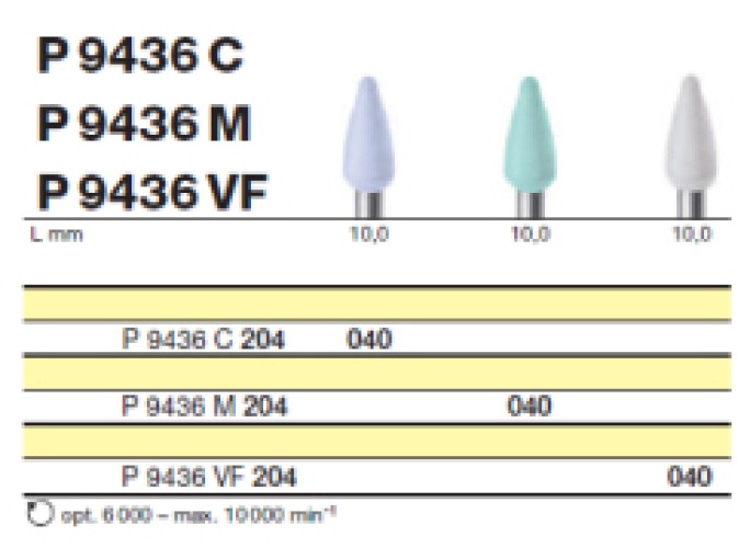 Полировочный бор по композиту 3-я ступень / P 9436 VF 204.040, Drendel + Zweiling DIAMANT GmbH, Германия